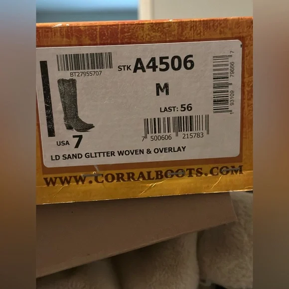 Corral LD Glitter Woven & Overlay Leather Boots - Picture 4 of 5